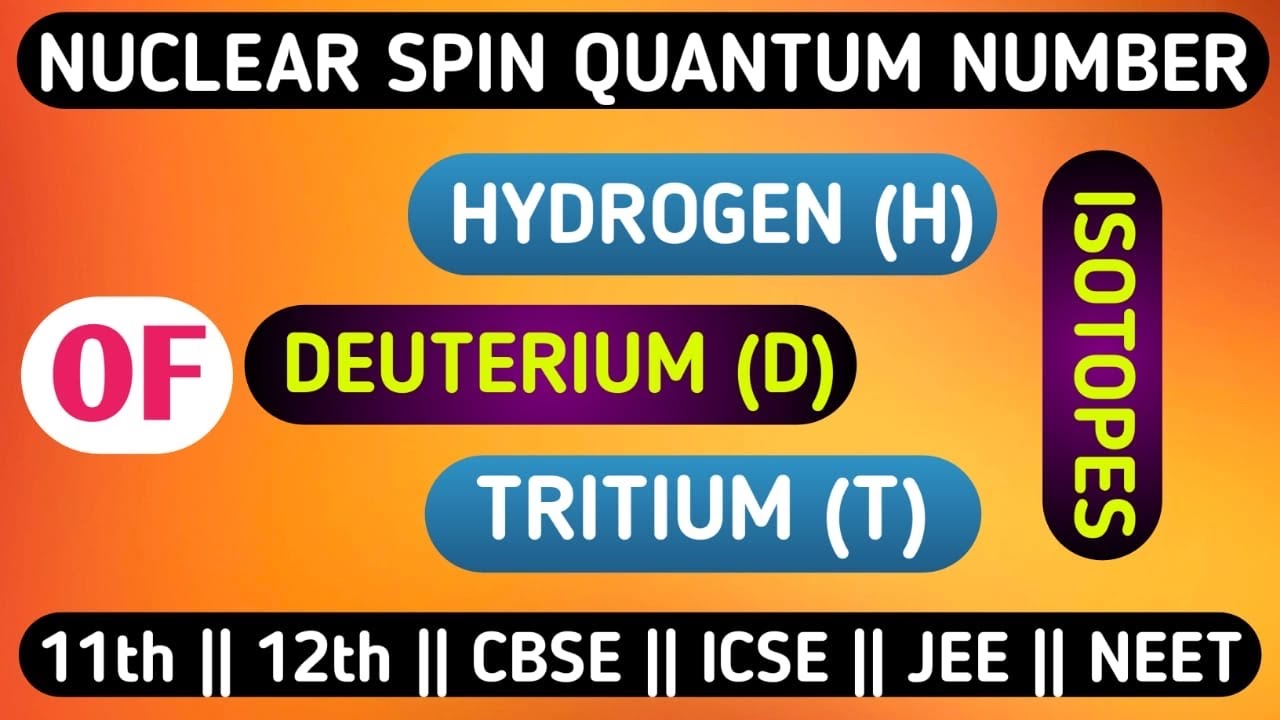 Nuclear Spin Quantum Number Of Isotopes Of Hydrogen H D T NMR
