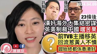 羅冠聰許智峯倒逼英美制裁中國，23條後節節敗退！西媒唱好BNO，但英政府拒保證5+1！前TVB主播移英後回流，小黃人大怒！以色列加沙撤兵，事件告一段落？消息揭戰事將更難控制？｜ 2024.04.09