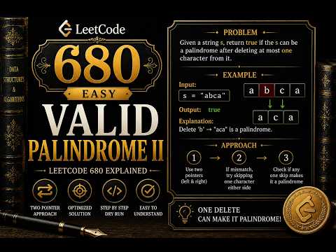LeetCode 680 - Valid Palindrome II Explained in C++ | Two Pointer Approach