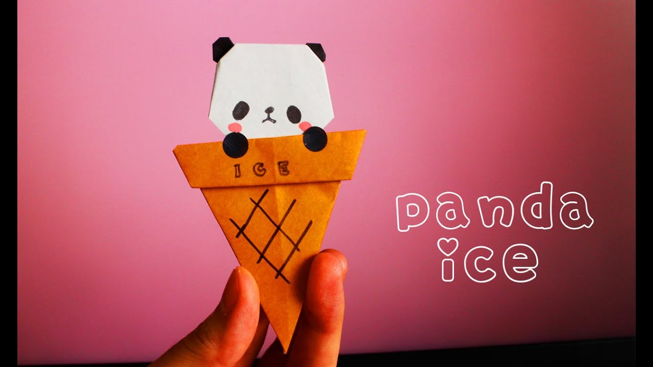 折り紙 ぷち パンダアイスの作り方 Origami Panda Ice Youtube