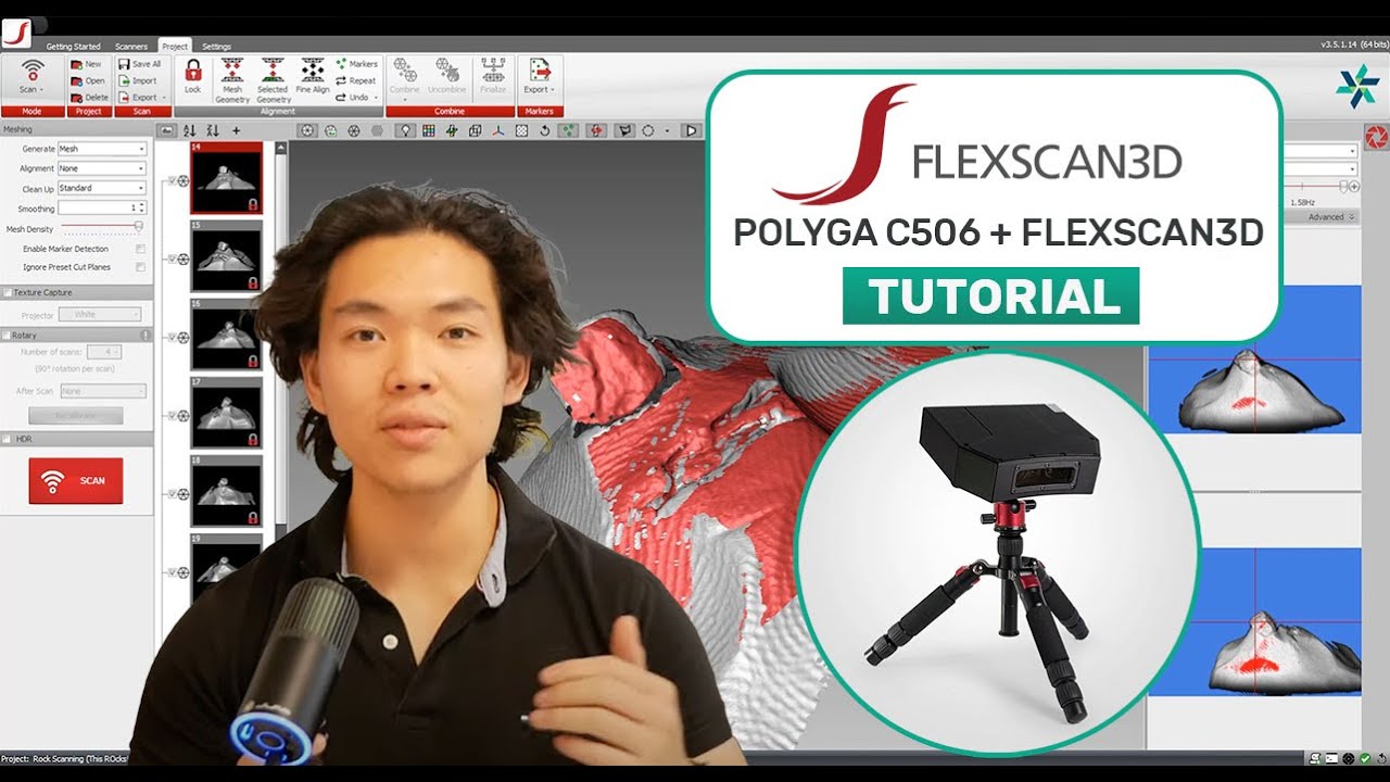 Polyga C506 3D Scanner with FlexScan3D Workflow Demonstration Tutorial