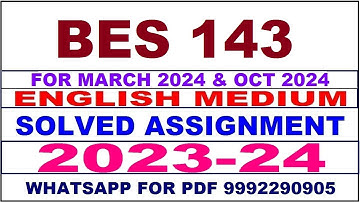 bes 143 solved assignment 2023-24 | bes 143 solved assignment in english 2024 | bes 143 2024
