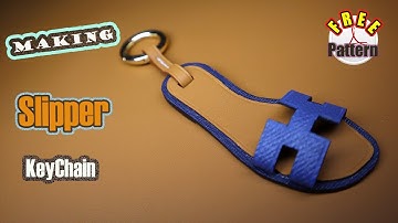 [ Leather craft ] Making slipper leather keychain | Free pattern (2021)