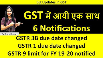 GSTR1 due date changed ||GSTR3B due date changed ||GST 9 became optional || 6  GST notifications||
