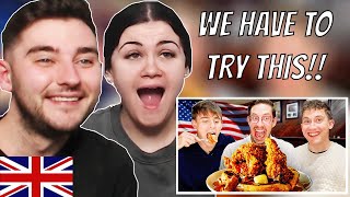 British Couple Reacts to Brits try Chicken and Waffles with Try Guy Keith!