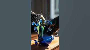 🔪 Cobalt Glass Eggplant Shatter | Macro ASMR Slicing 💙🍆 #satisfyingvisuals #visualasmr #shorts