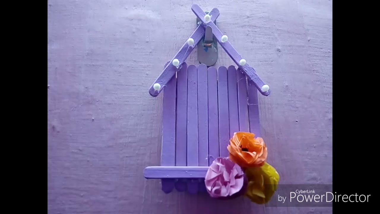Ice cream sticks wall hanging with handmade paper flowers YouTube