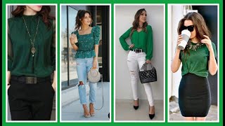 Hermosos Outfits con Blusas Verdes 😍 Ideas para combinar la ropa 🧥