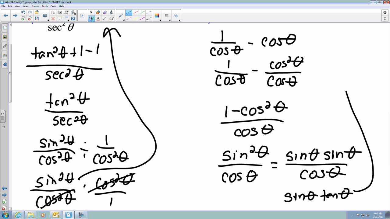 14.3 Verify Trigonometric Identities part 2 - YouTube
