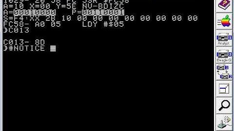 Apple II Analyst debugger traces aux memory