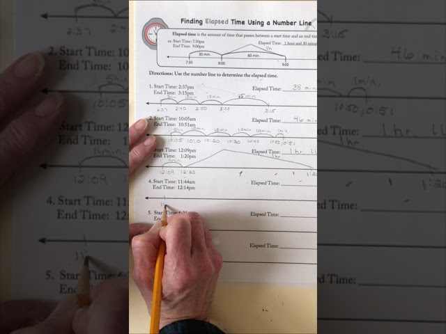 Elapsed Time on a Number Line  Video Extra Practice WS class=