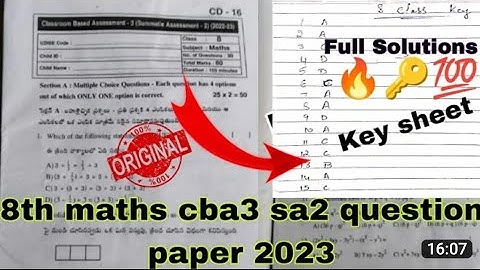 8th class maths key paper sa 2 cba 3 100%10000%#s.m.r#exampaperleak