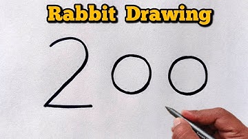 How to draw rabbit drawing from number 200 | Easy rabbit drawing for beginners