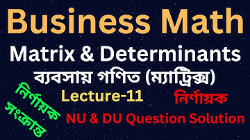 ম্যাট্রিক্স ও নির্ণায়ক | MATRIX & DETERMINANT| বিজনেস ম্যাথ। Business math। ক্লাস-১১। নির্ণায়ক অংক।