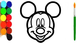 Mickey mouse 🐭 Drawing, Painting and Coloring for kids and toddlers | How to draw Mickey mouse