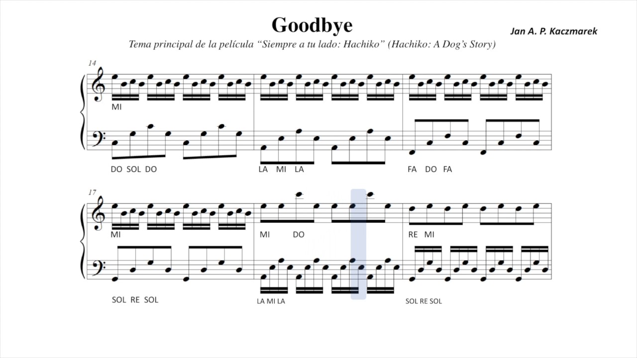 Goodbye (Hachiko) + Partitura fácil - YouTube
