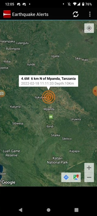 4.6 Earthquake Mpanda, Tanzania 2-18-22