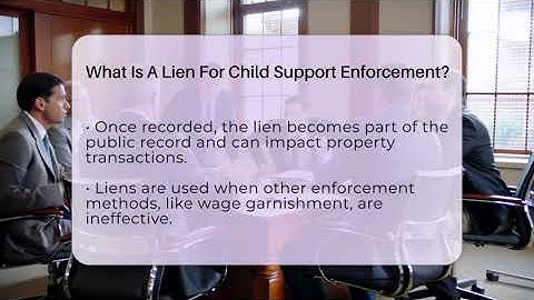 What Is A Lien For Child Support Enforcement? - Get Divorce Answers