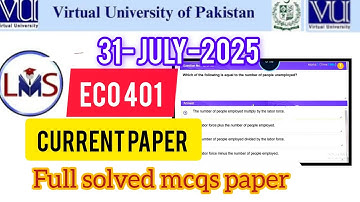 Eco 401 current final term paper 2025 spring || eco401 final term current paper solved mcqs 