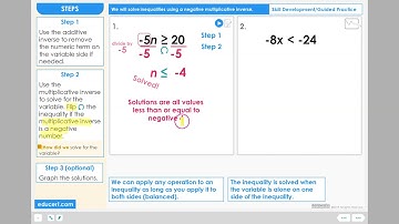 Lesson 8.1 - Solve Inequalities Using a Negative Multiplicative Inverse (Skill Dev. Part 1 of 2)