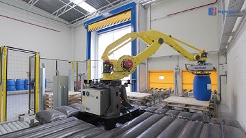 Teymasa.com | Robot palletizer for drums | Robot paletizador de bidones