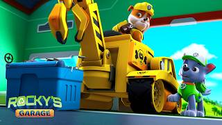 broken crane rubble needs rocky s help paw patrol compilation
