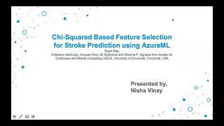 Chi Squared Based Feature Selection for Stroke Prediction using AzureML