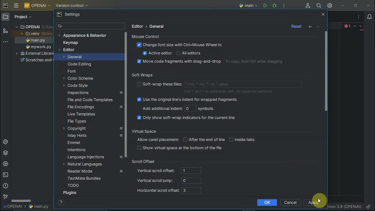 How to zoom in and out in pycharm YouTube