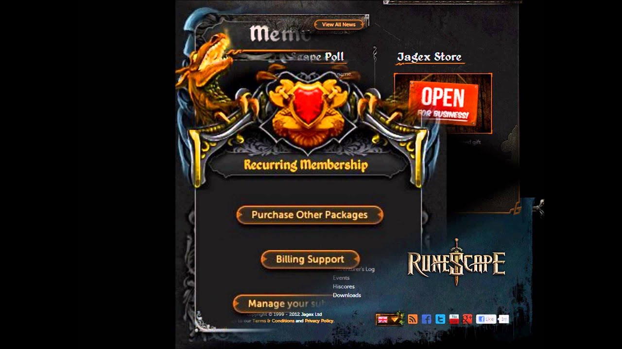 Runescape Managing A Membership Subscription Info Help