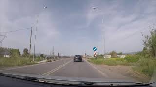 Car drive from Kalamata to the ancient archeological site of Messene, Greece
