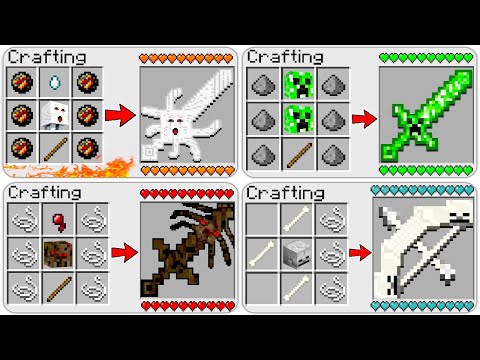 HOW TO CRAFT NEW MOB SWORDS in MINECRAFT? 4 SECRET RECIPE *O*