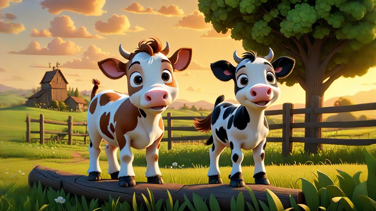 Three Mooing Calves Learn Size and Shape | Learning Sizes and Shapes Song for Kids |  and Baby Songs