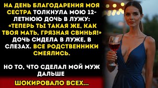 видео: Моя сестра толкнула мою дочь в лужу и назвала её свиньёй — но потом она об этом пожалела. картинка: Моя сестра толкнула мою дочь в лужу и назвала её свиньёй — но потом она об этом пожалела.