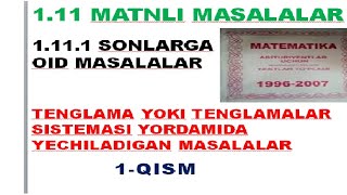 1.11.1 matnli masalalar. tenglama yoki tenglamalar sistemasi yordamida yechiladigan masalalar