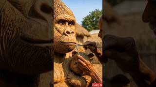 Gorilla 🦍 | The Beast Incarnate Wooden Sculpture 🔥  #woodcarving #woodcraft #gorilla