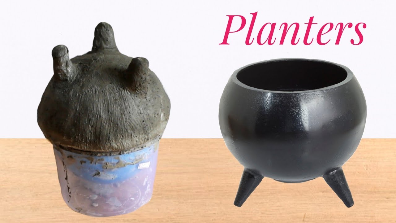 Cement craft ideas | Three Legged Planters making | Flower pot making | Home Decor