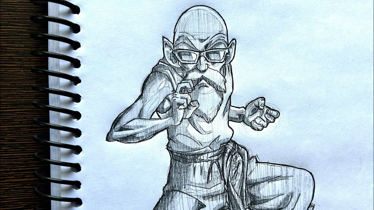 Master Roshi drawing by me | Drawings, Male sketch, Humanoid sketch