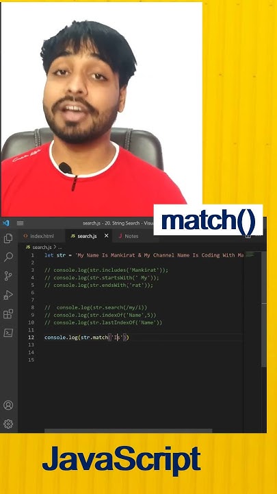 Match Method in javascript - YouTube