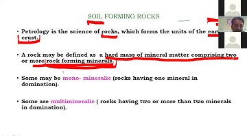 Guidance Lecture On Rocks, Soil Forming Minerals and Soil Formation