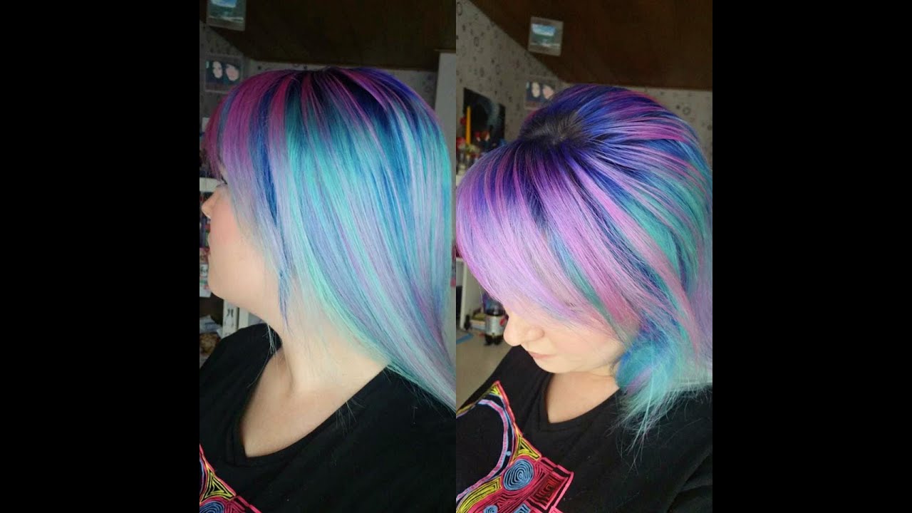 Haare Tonen Mermaid Hair Lila Und Turkis Flamingo Pink Midnight Blue Apple Green Youtube