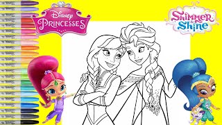 Disney Princess Makeover as Shimmer and Shine Genie Sisters Coloring Book Pages