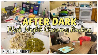 AFTER DARK CLEAN WITH ME | WEEK NIGHT CLEANING ROUTINE | MY MOM&#39;S DINNER RECIPE | BED TIME ROUTINE