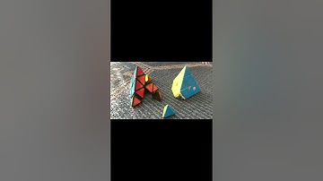Stop Motion Animation Stickered and Stickerless Pyraminx Assembly