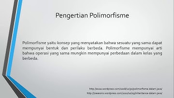 Pengertian polimofisme dan contoh sederhana program polimorfisme pada bahasa pemrograman java.