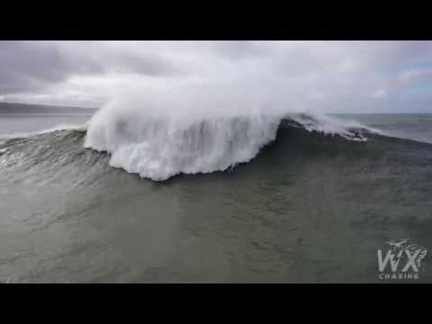 Pedro Scooby Nazare huge wave wipeout multiple wave hold and rescue drone 4k