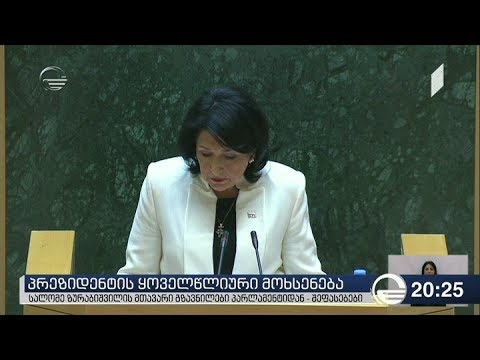 სალომე ზურაბიშვილი პარლამენტის წინაშე ყოველწლიური მოხსენებით პირველად წარსდგა