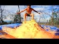 200lbs of Oobleck on a TRAMPOLINE! (fun experiment)