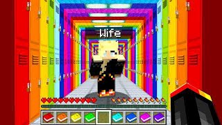 I FOUND MY WIFE'S *SECRET* RAINBOW MINECRAFT SCHOOL! (MCPE)