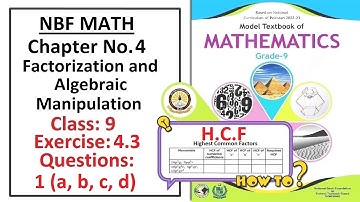 Math Class 9 (NBF) Exercise 4.3 Question 1 (a, b, c, d) (H.C.F)  -  Solution – (FBISE)
