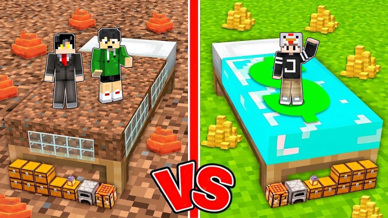 POOR vs RICH Bed Base Battle In Minecraft!
